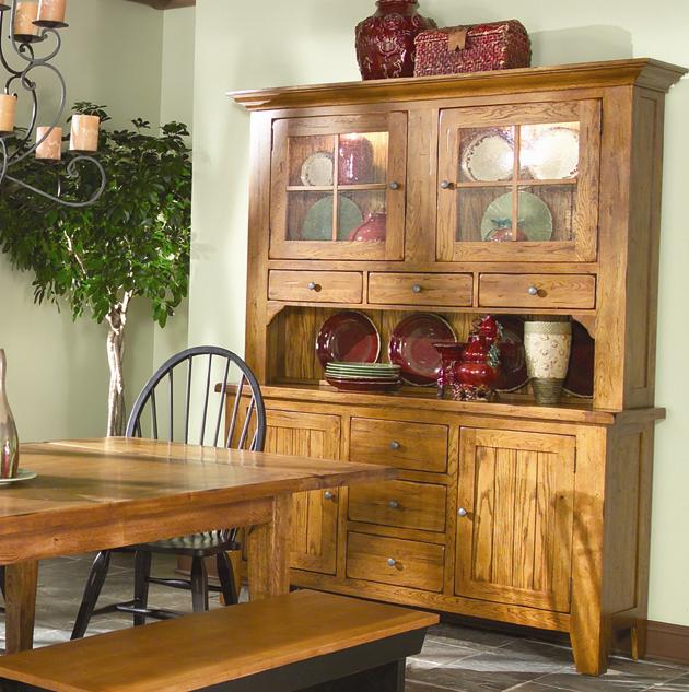 Intercon Rustic Traditions Dining China with 62 Inch Hutch & 60